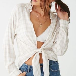 Plaid Tie Front top- small